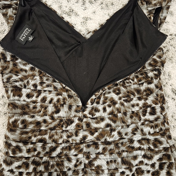 Adrianna Papell SZ 8 Bodycon Leopard Print V-Neck Sleeveless Evening Dress - Picture 10 of 11